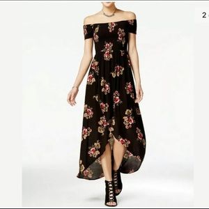 American Rag Smocked Rayon Black Floral Sun Dress NWOT